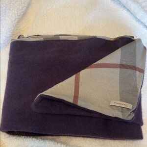 Burberry Plum and Gray Check Scarf